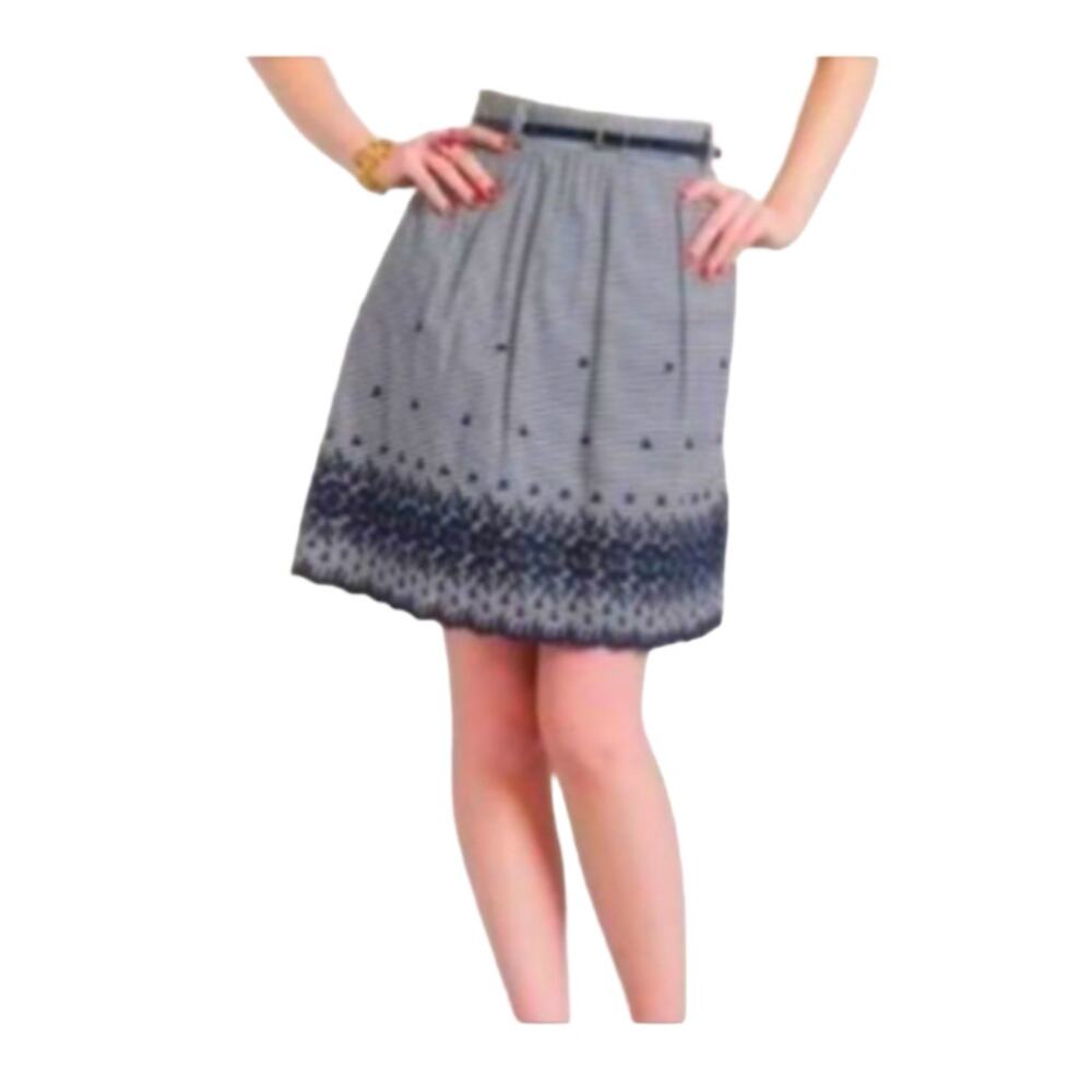 Kate Spade Blue Lawson Skirt A Line Floral Stripes‎ Knee Length Belt Size 2 #267